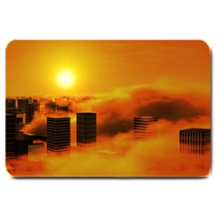 City Sun Clouds Smog Sky Yellow Large Doormat 