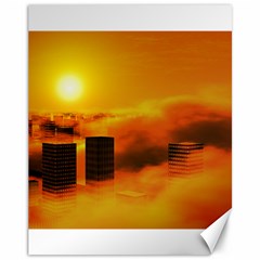 City Sun Clouds Smog Sky Yellow Canvas 11  X 14  by HermanTelo