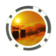 City Sun Clouds Smog Sky Yellow Poker Chip Card Guard