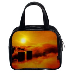 City Sun Clouds Smog Sky Yellow Classic Handbag (two Sides) by HermanTelo