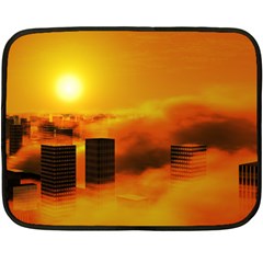 City Sun Clouds Smog Sky Yellow Fleece Blanket (mini)