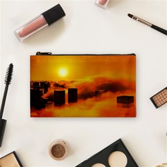 City Sun Clouds Smog Sky Yellow Cosmetic Bag (small)