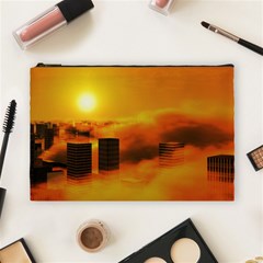 City Sun Clouds Smog Sky Yellow Cosmetic Bag (large)