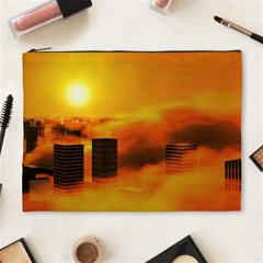 City Sun Clouds Smog Sky Yellow Cosmetic Bag (xl)