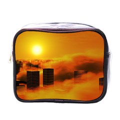 City Sun Clouds Smog Sky Yellow Mini Toiletries Bag (one Side)