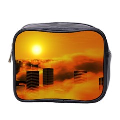 City Sun Clouds Smog Sky Yellow Mini Toiletries Bag (two Sides)