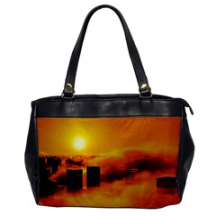 City Sun Clouds Smog Sky Yellow Oversize Office Handbag by HermanTelo