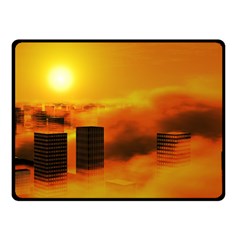 City Sun Clouds Smog Sky Yellow Fleece Blanket (small)