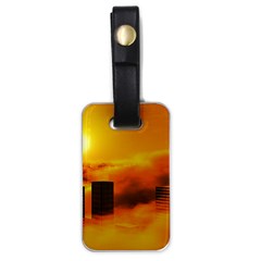 City Sun Clouds Smog Sky Yellow Luggage Tag (one Side) by HermanTelo