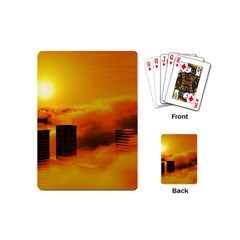 City Sun Clouds Smog Sky Yellow Playing Cards (mini) by HermanTelo