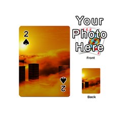 City Sun Clouds Smog Sky Yellow Playing Cards Double Sided (mini)