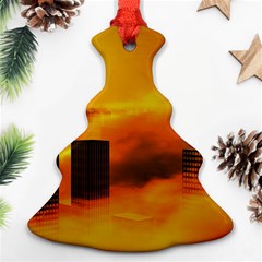 City Sun Clouds Smog Sky Yellow Ornament (christmas Tree)  by HermanTelo