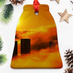 City Sun Clouds Smog Sky Yellow Bell Ornament (two Sides)