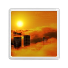 City Sun Clouds Smog Sky Yellow Memory Card Reader (square)