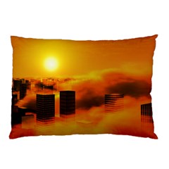 City Sun Clouds Smog Sky Yellow Pillow Case (two Sides)