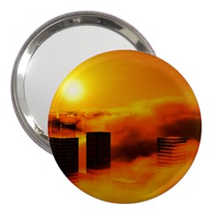 City Sun Clouds Smog Sky Yellow 3  Handbag Mirrors by HermanTelo