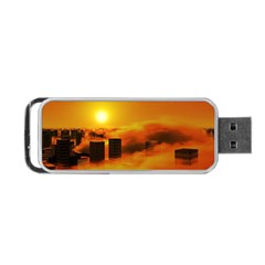 City Sun Clouds Smog Sky Yellow Portable Usb Flash (one Side)