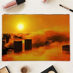 City Sun Clouds Smog Sky Yellow Cosmetic Bag (xxl)