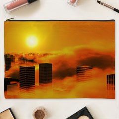 City Sun Clouds Smog Sky Yellow Cosmetic Bag (xxxl)