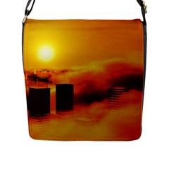 City Sun Clouds Smog Sky Yellow Flap Closure Messenger Bag (l)