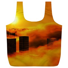 City Sun Clouds Smog Sky Yellow Full Print Recycle Bag (xl)