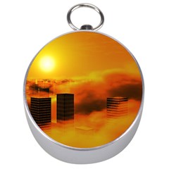 City Sun Clouds Smog Sky Yellow Silver Compasses