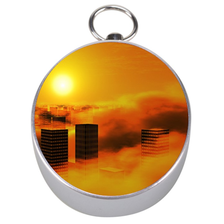 City Sun Clouds Smog Sky Yellow Silver Compasses