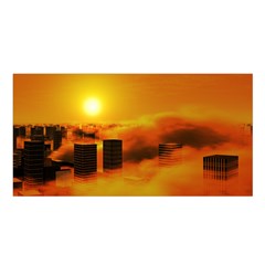 City Sun Clouds Smog Sky Yellow Satin Shawl