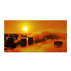 City Sun Clouds Smog Sky Yellow Satin Wrap