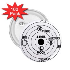 Earth Geocentric Jupiter Mars 2 25  Buttons (100 Pack)  by HermanTelo