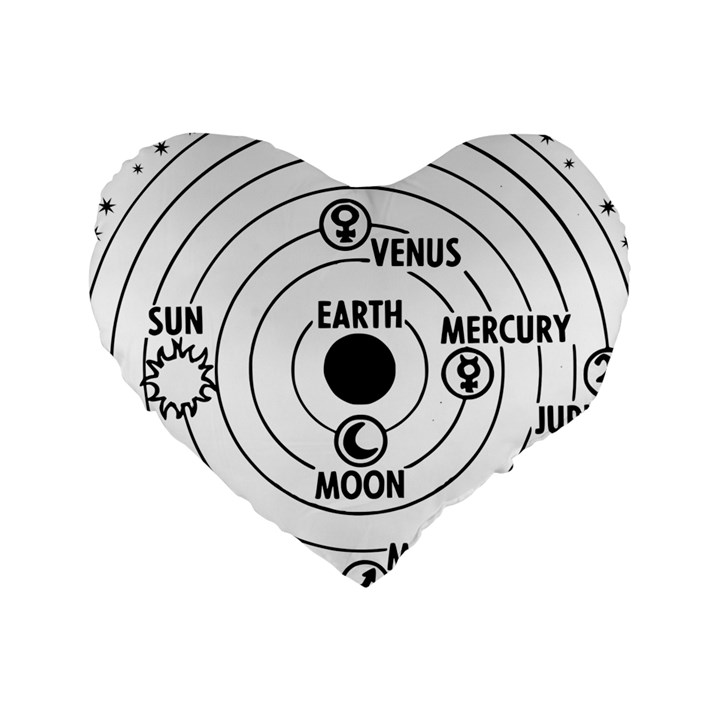 Earth Geocentric Jupiter Mars Standard 16  Premium Heart Shape Cushions