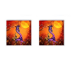 Funny Giraffe In The Night Cufflinks (square) by FantasyWorld7