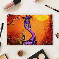 Funny Giraffe In The Night Cosmetic Bag (large) by FantasyWorld7