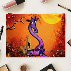 Funny Giraffe In The Night Cosmetic Bag (xl) by FantasyWorld7