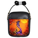 Funny Giraffe In The Night Girls Sling Bag Front