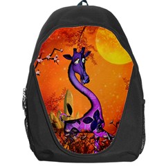 Funny Giraffe In The Night Backpack Bag by FantasyWorld7