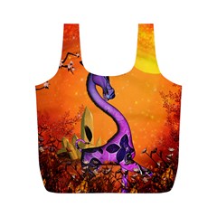 Funny Giraffe In The Night Full Print Recycle Bag (m) by FantasyWorld7