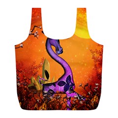 Funny Giraffe In The Night Full Print Recycle Bag (l) by FantasyWorld7