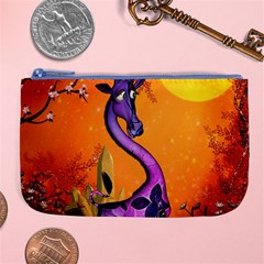 Funny Giraffe In The Night Large Coin Purse by FantasyWorld7