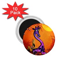 Funny Giraffe In The Night 1 75  Magnets (10 Pack)  by FantasyWorld7