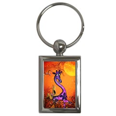 Funny Giraffe In The Night Key Chain (rectangle) by FantasyWorld7