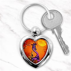 Funny Giraffe In The Night Key Chain (heart) by FantasyWorld7