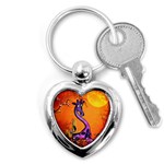 Funny Giraffe In The Night Key Chain (Heart) Front