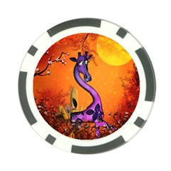 Funny Giraffe In The Night Poker Chip Card Guard by FantasyWorld7