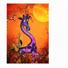 Funny Giraffe In The Night Large Garden Flag (two Sides) by FantasyWorld7