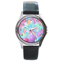 Eggs Happy Easter Rainbow Round Metal Watch by HermanTelo