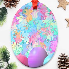 Eggs Happy Easter Rainbow Ornament (oval) by HermanTelo