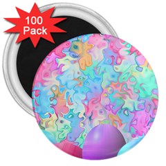 Eggs Happy Easter Rainbow 3  Magnets (100 Pack) by HermanTelo