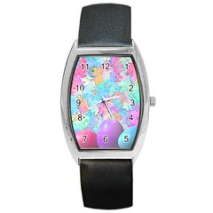 Eggs Happy Easter Rainbow Barrel Style Metal Watch