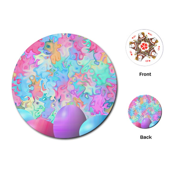 Eggs Happy Easter Rainbow Playing Cards (Round)